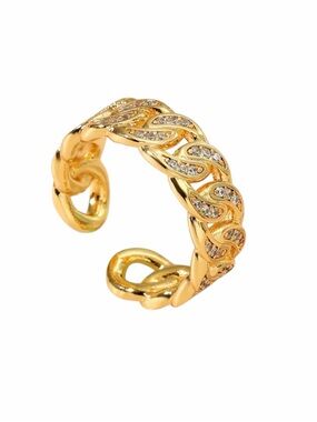 Cuban Pave Ring Adjustable NWT